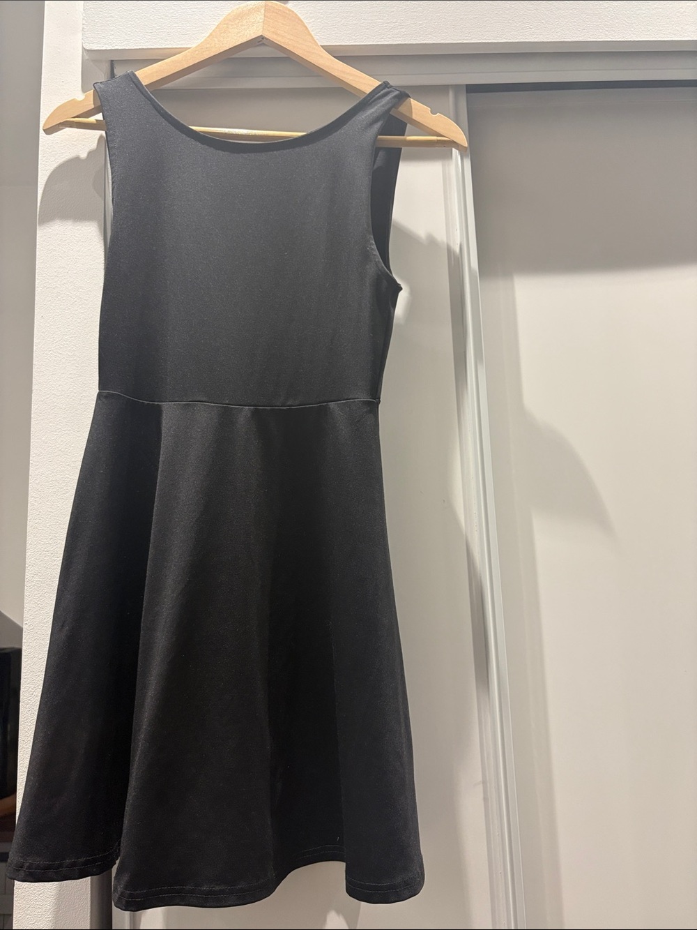 Divided Black Sleeveless A-Line Dress